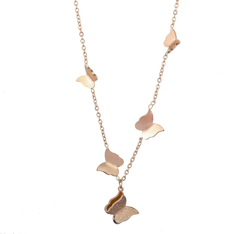 Chic Titanium Steel Butterfly Pendant Necklace Exquisite Fashion Jewelry for a Smart and Alluring Clavicle Accent