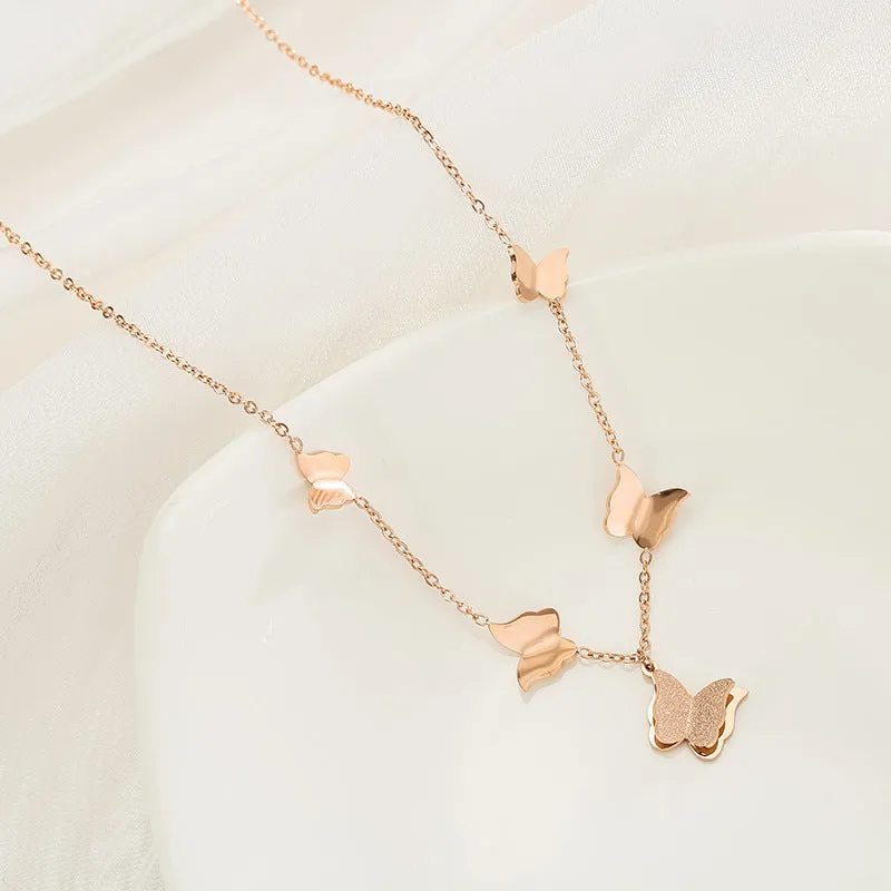 Chic Titanium Steel Butterfly Pendant Necklace Exquisite Fashion Jewelry for a Smart and Alluring Clavicle Accent