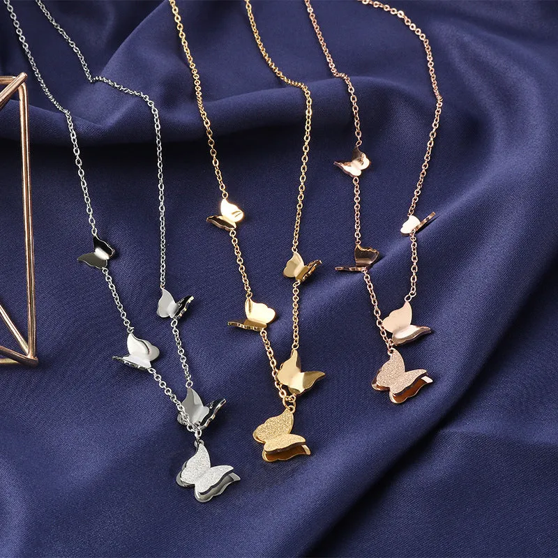 Chic Titanium Steel Butterfly Pendant Necklace Exquisite Fashion Jewelry for a Smart and Alluring Clavicle Accent
