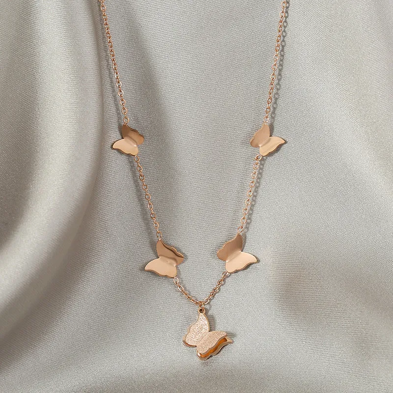 Chic Titanium Steel Butterfly Pendant Necklace Exquisite Fashion Jewelry for a Smart and Alluring Clavicle Accent
