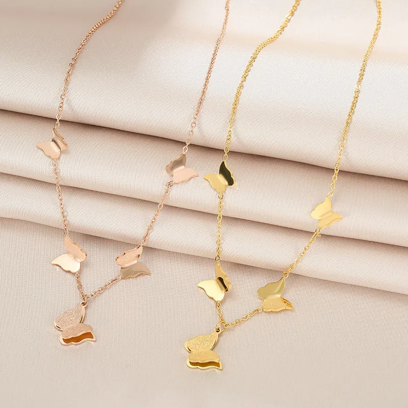 Chic Titanium Steel Butterfly Pendant Necklace Exquisite Fashion Jewelry for a Smart and Alluring Clavicle Accent