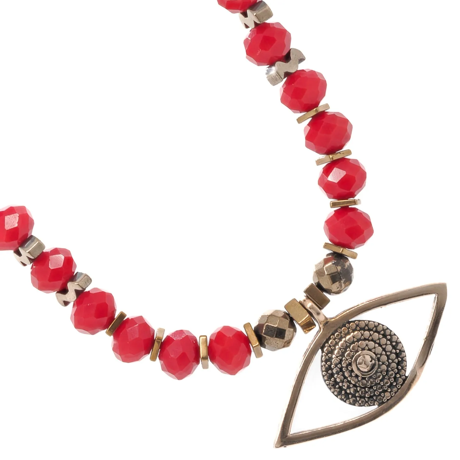 Christmas Evil Eye Symbol Red Beaded Necklace