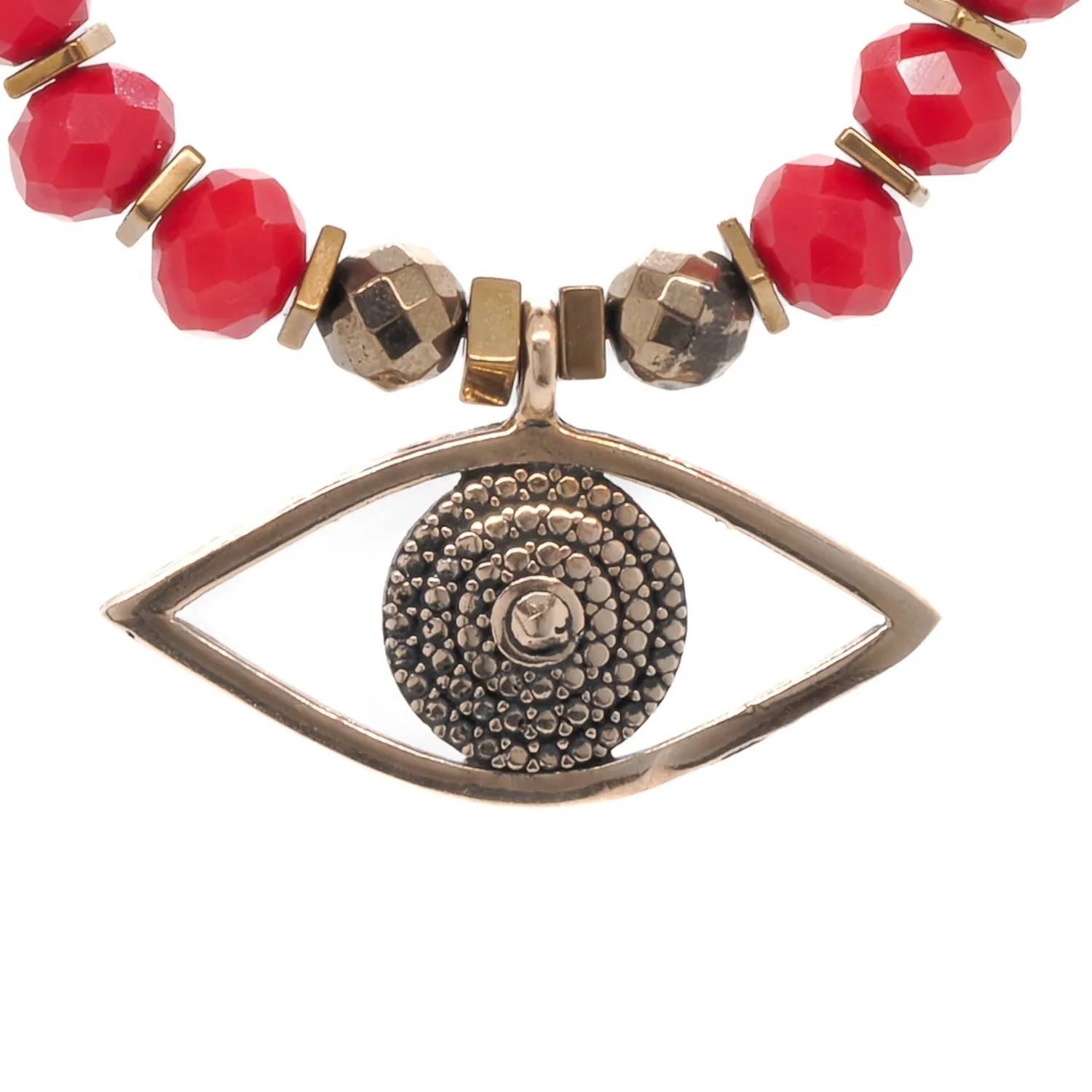 Christmas Evil Eye Symbol Red Beaded Necklace