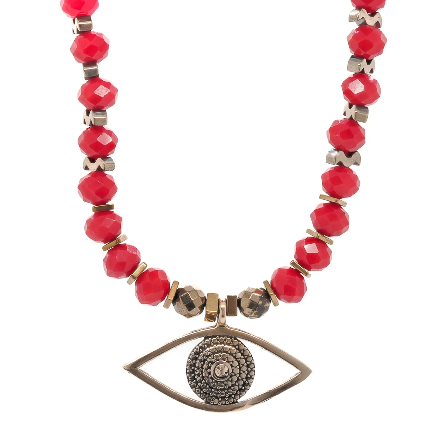 Christmas Evil Eye Symbol Red Beaded Necklace