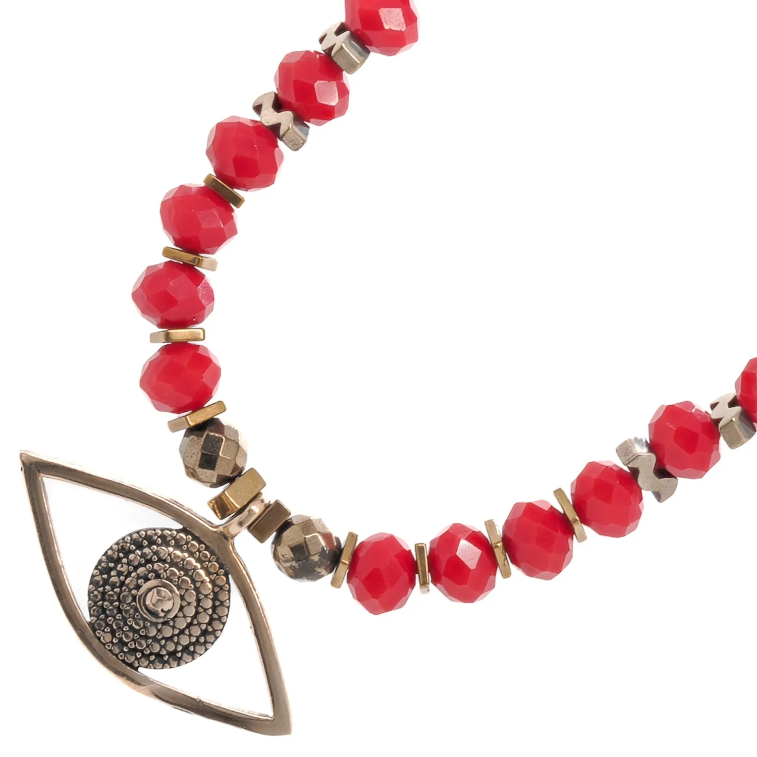 Christmas Evil Eye Symbol Red Beaded Necklace