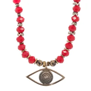 Christmas Evil Eye Symbol Red Beaded Necklace