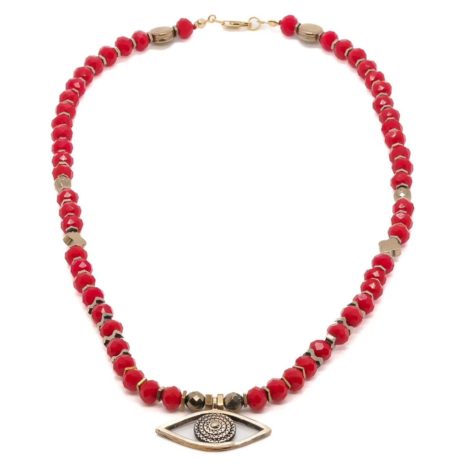 Christmas Evil Eye Symbol Red Beaded Necklace