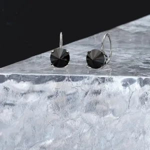 Crescent Natural Black Diamonds White Gold Alternative Earrings
