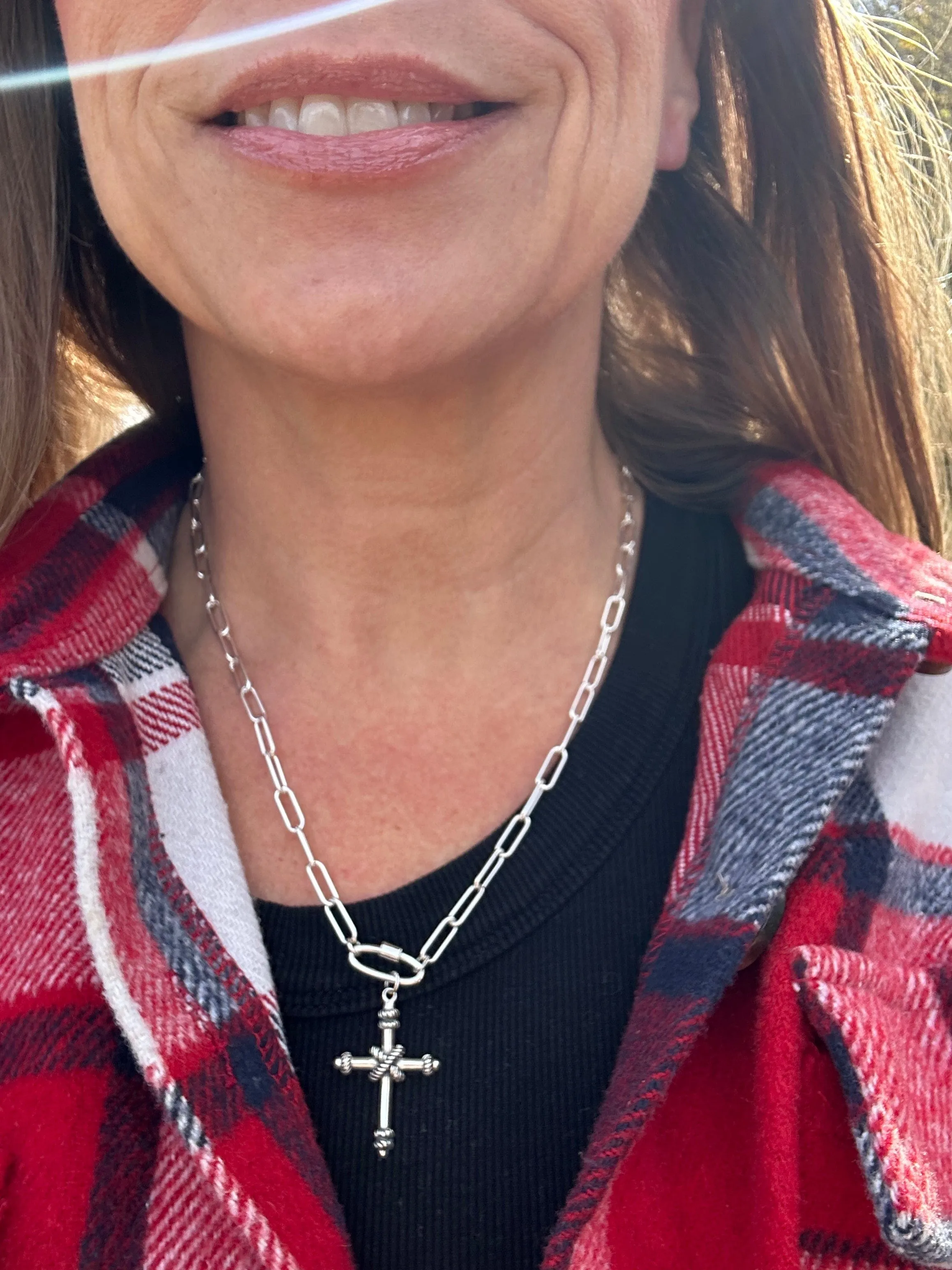 Cross Carabiner Necklace