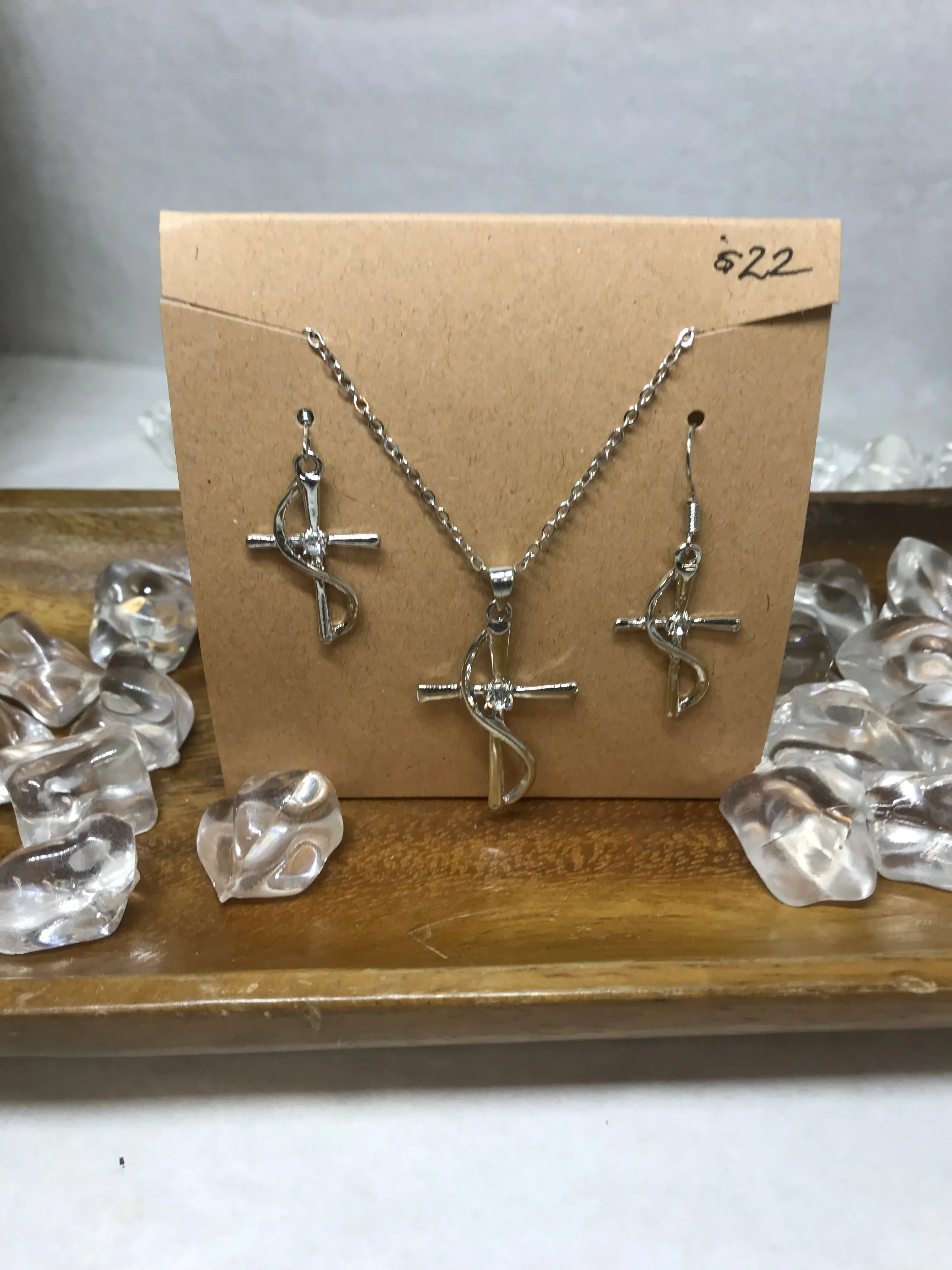 Cross Necklace and Earring Set