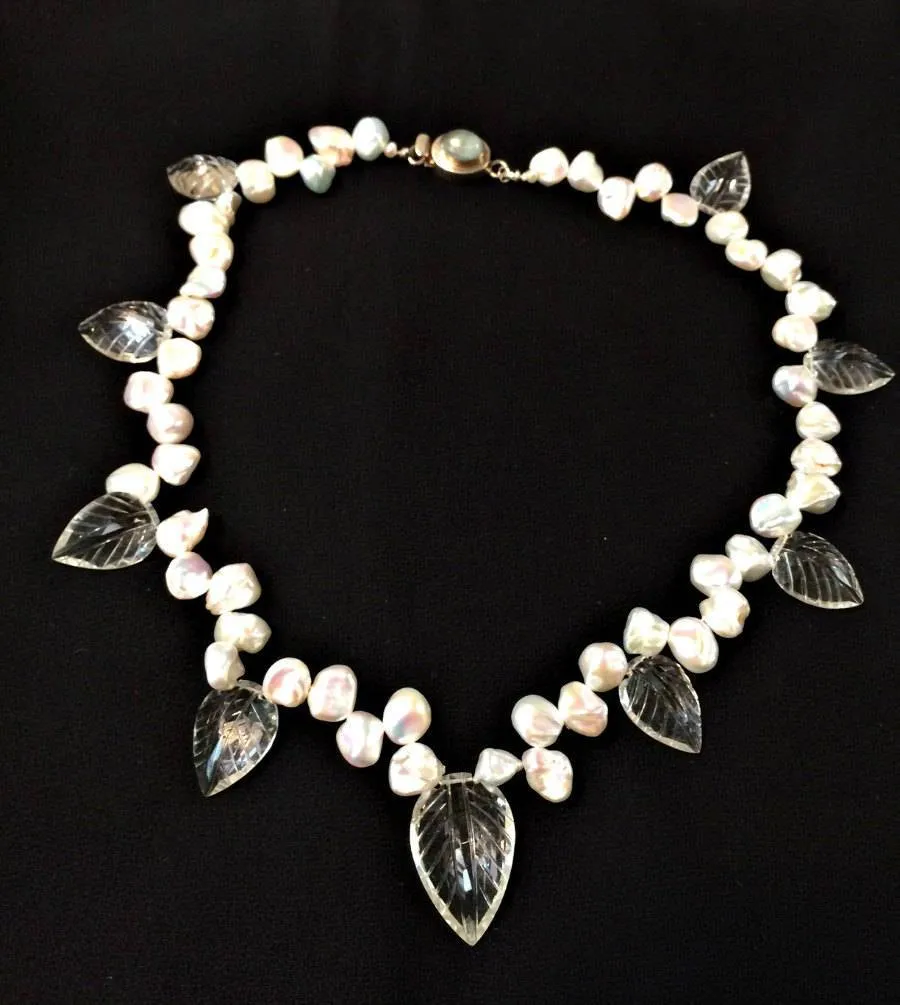 Crystal Keishi Pearl Unique Handmade Necklace