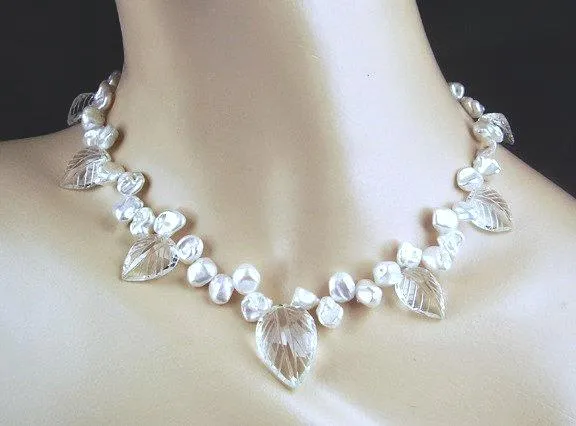 Crystal Keishi Pearl Unique Handmade Necklace
