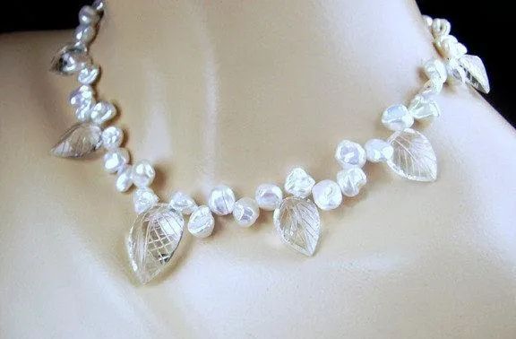 Crystal Keishi Pearl Unique Handmade Necklace