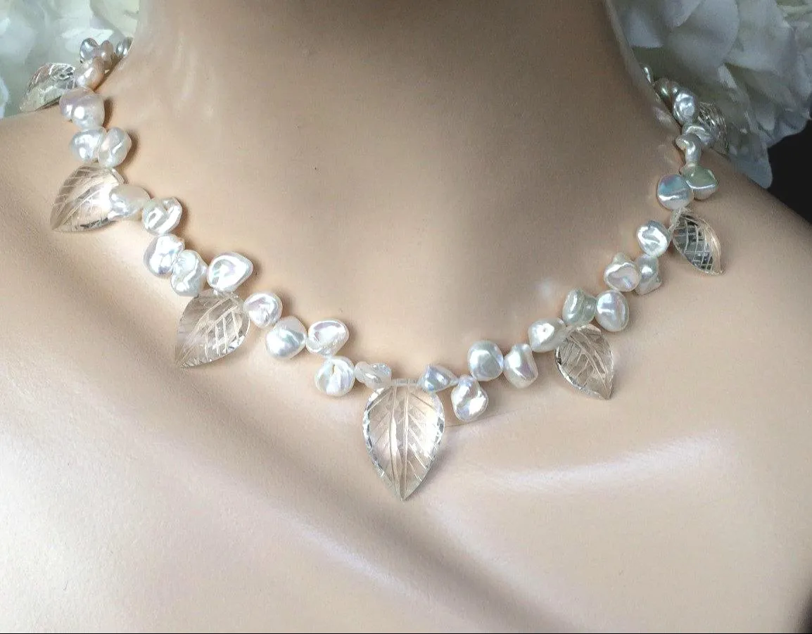 Crystal Keishi Pearl Unique Handmade Necklace