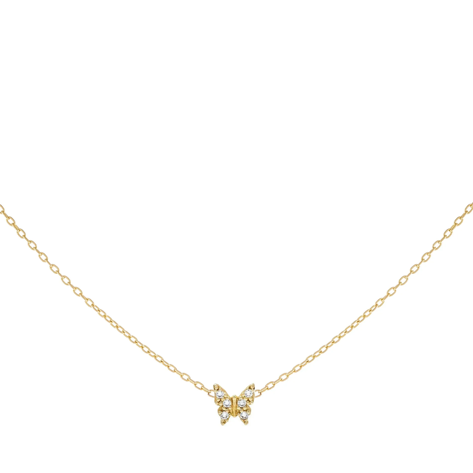 CZ Butterfly Necklace 14K
