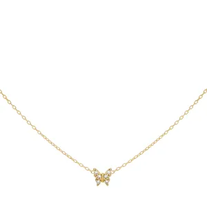 CZ Butterfly Necklace 14K