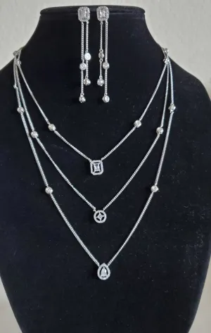 Cz Delicate Necklace With 2 Tone Plating White