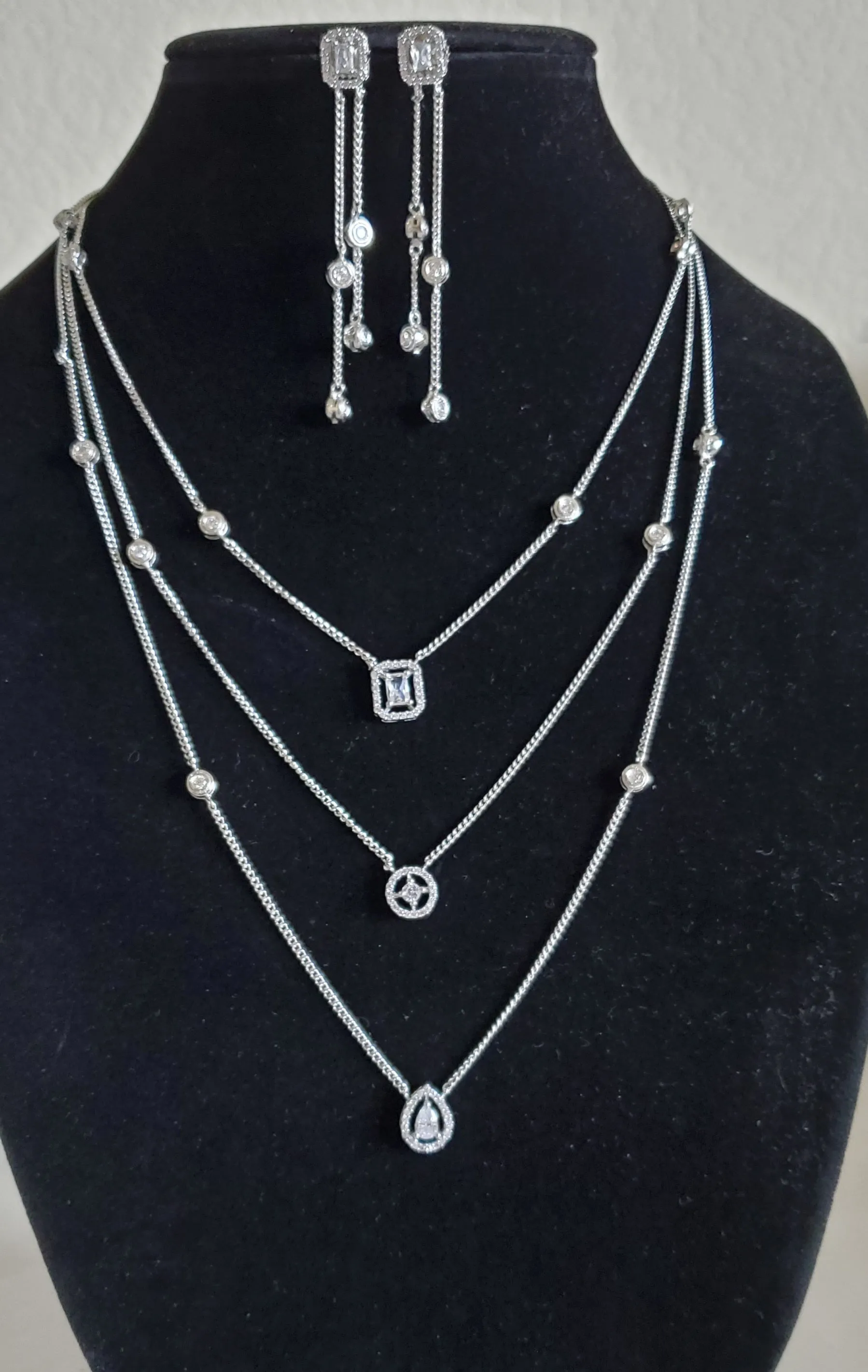 Cz Delicate Necklace With 2 Tone Plating White
