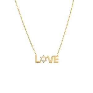 CZ Star Of David Love Necklace