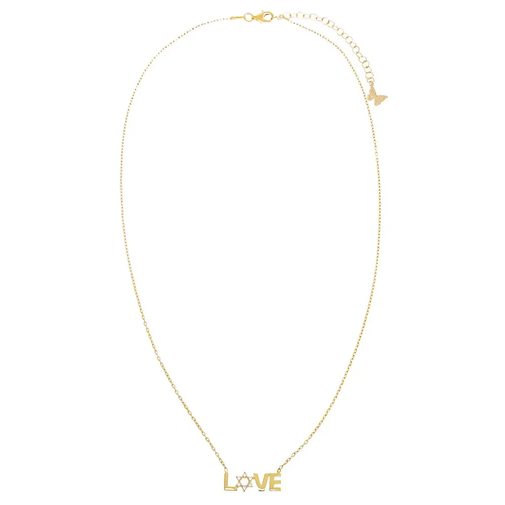 CZ Star Of David Love Necklace