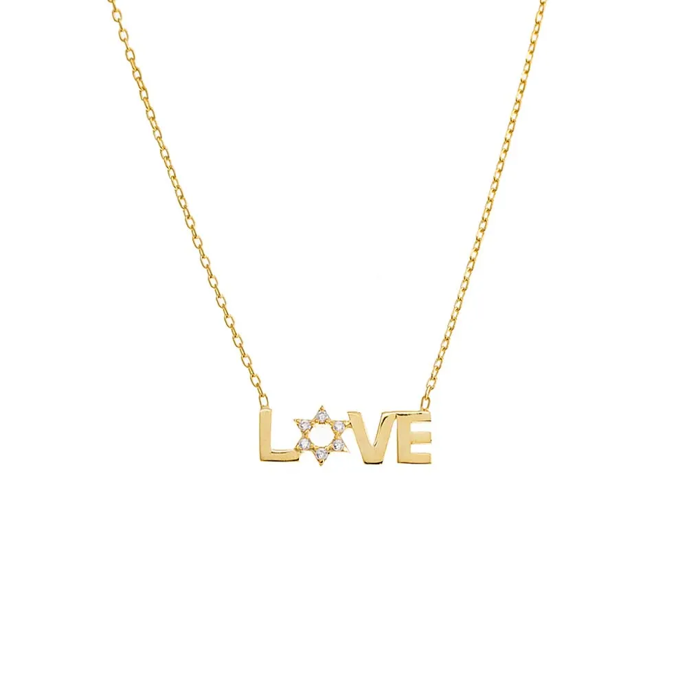 CZ Star Of David Love Necklace