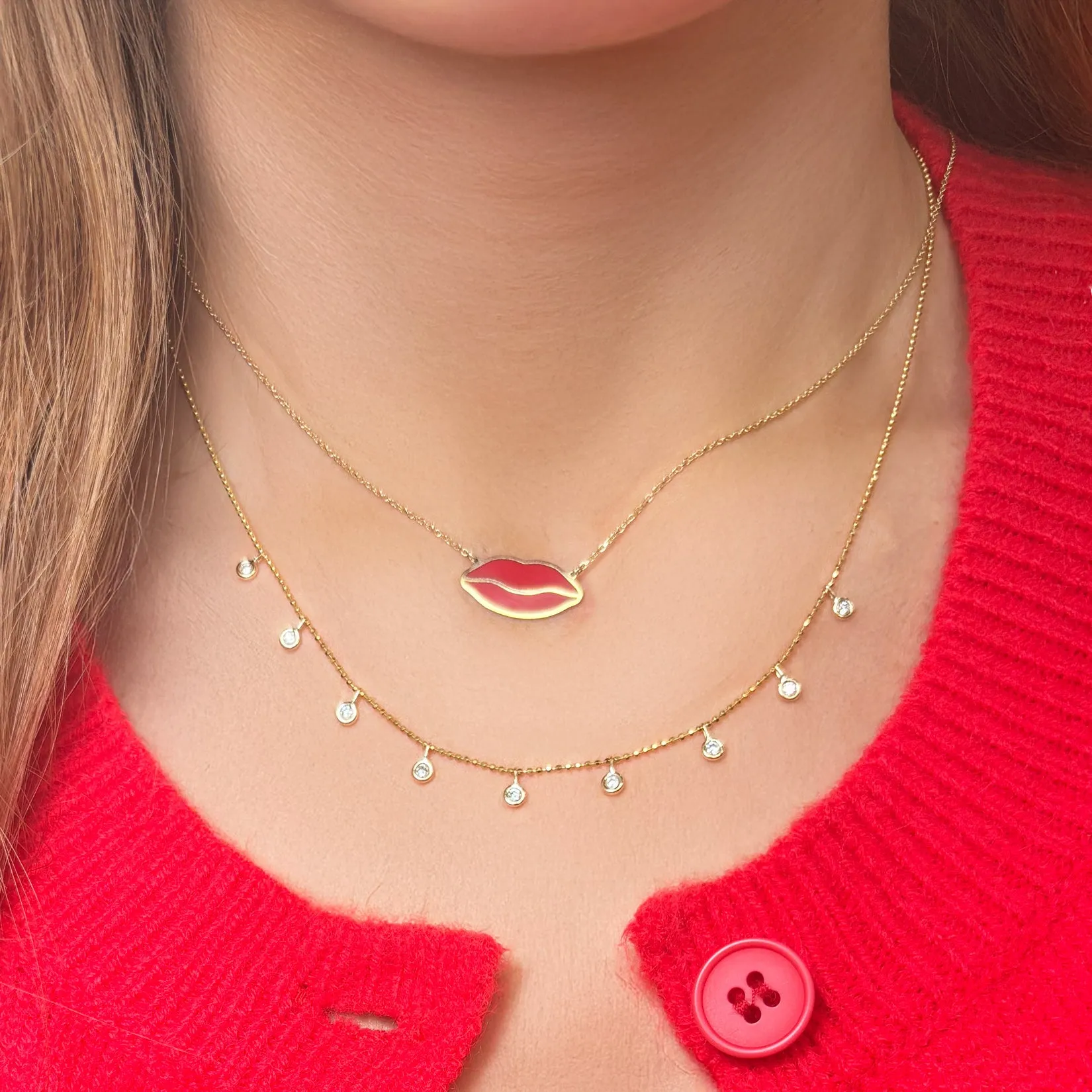 Dangle Diamond Bezel Necklace
