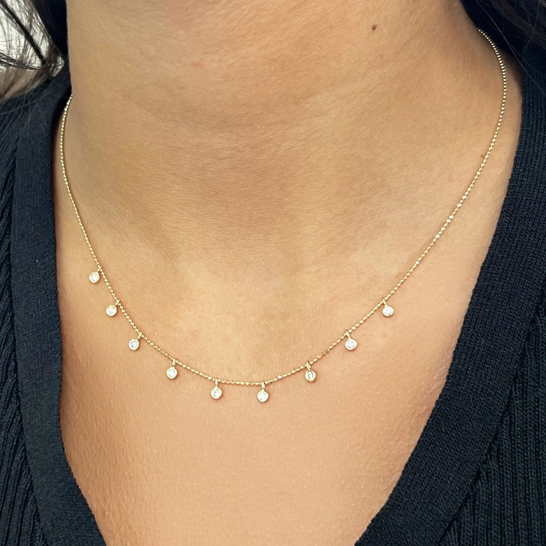Dangle Diamond Bezel Necklace