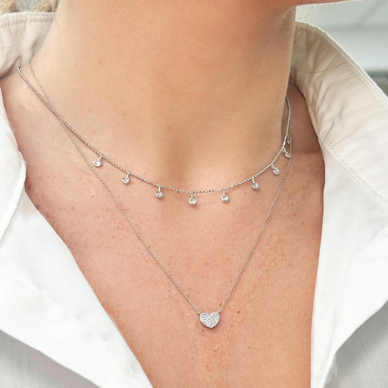 Dangle Diamond Bezel Necklace