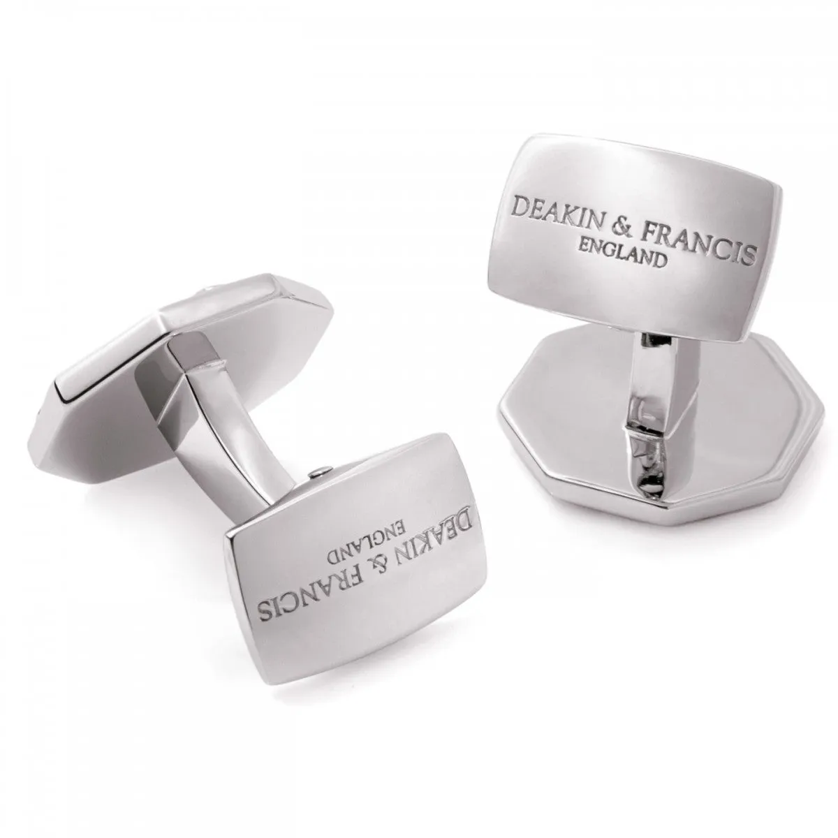 Deakin and Francis White Rhodium Octagonal Black Onyx Cufflinks