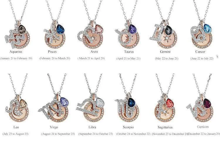 Detachable Unique Twelve Constellation Necklace with Diamond