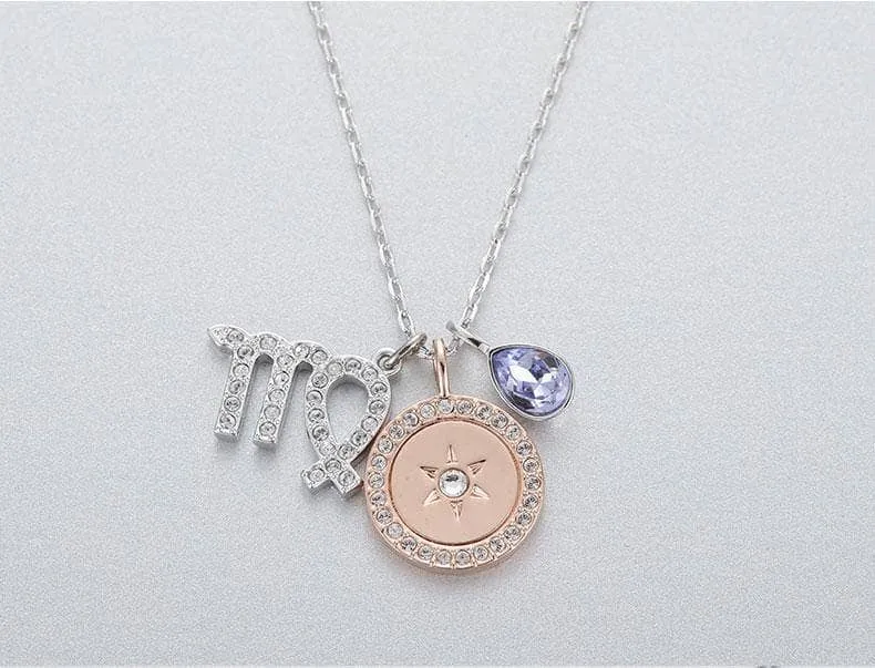 Detachable Unique Twelve Constellation Necklace with Diamond