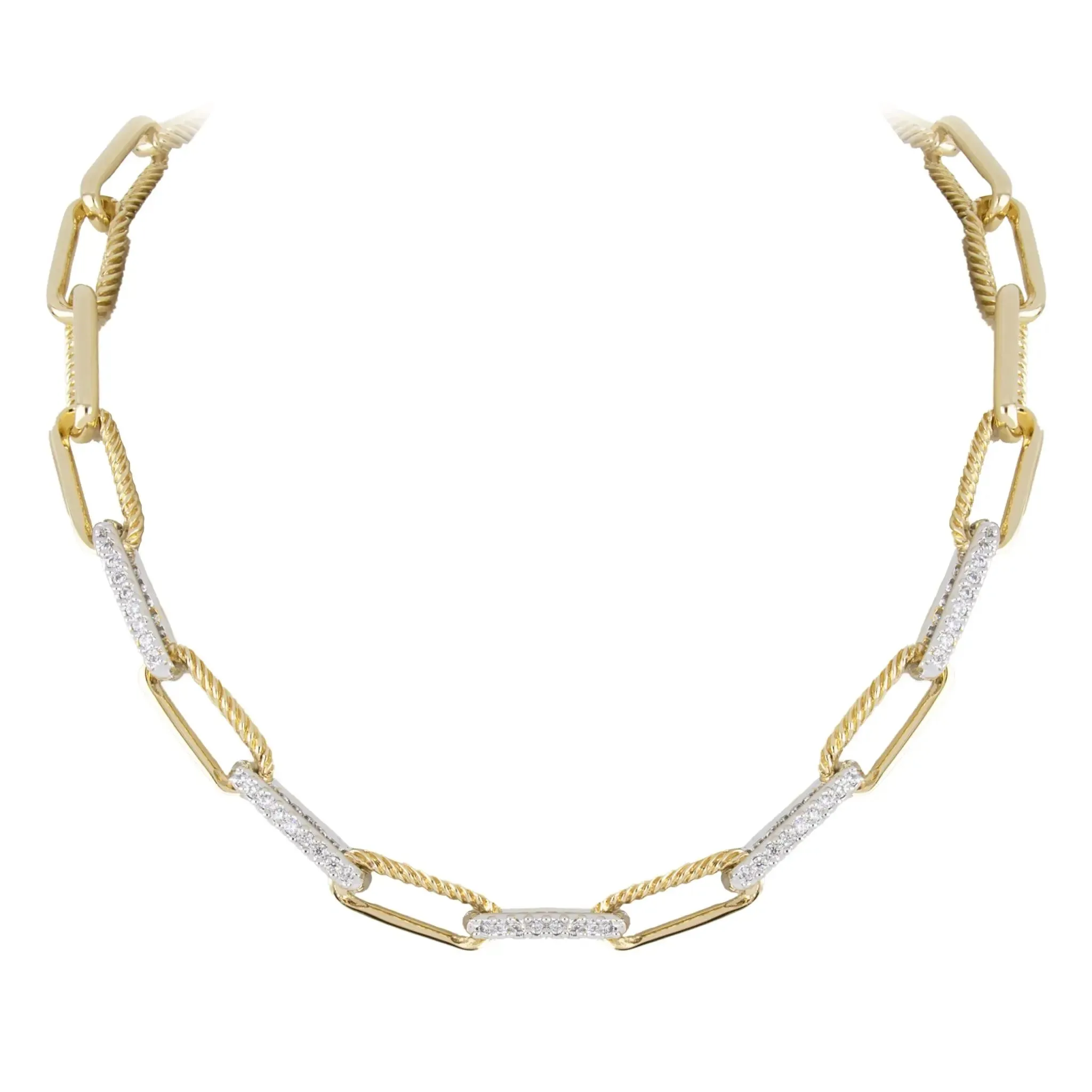 Diamante Corrente - Toggle Links Necklace with Pavé