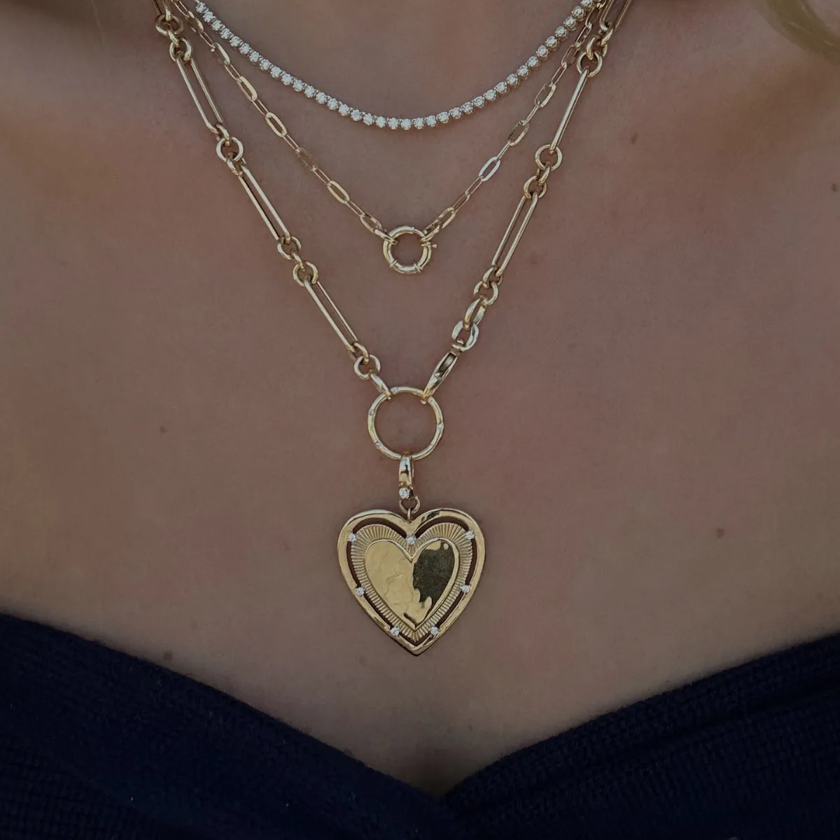 Diamond and Spring Clasp Chain Necklace