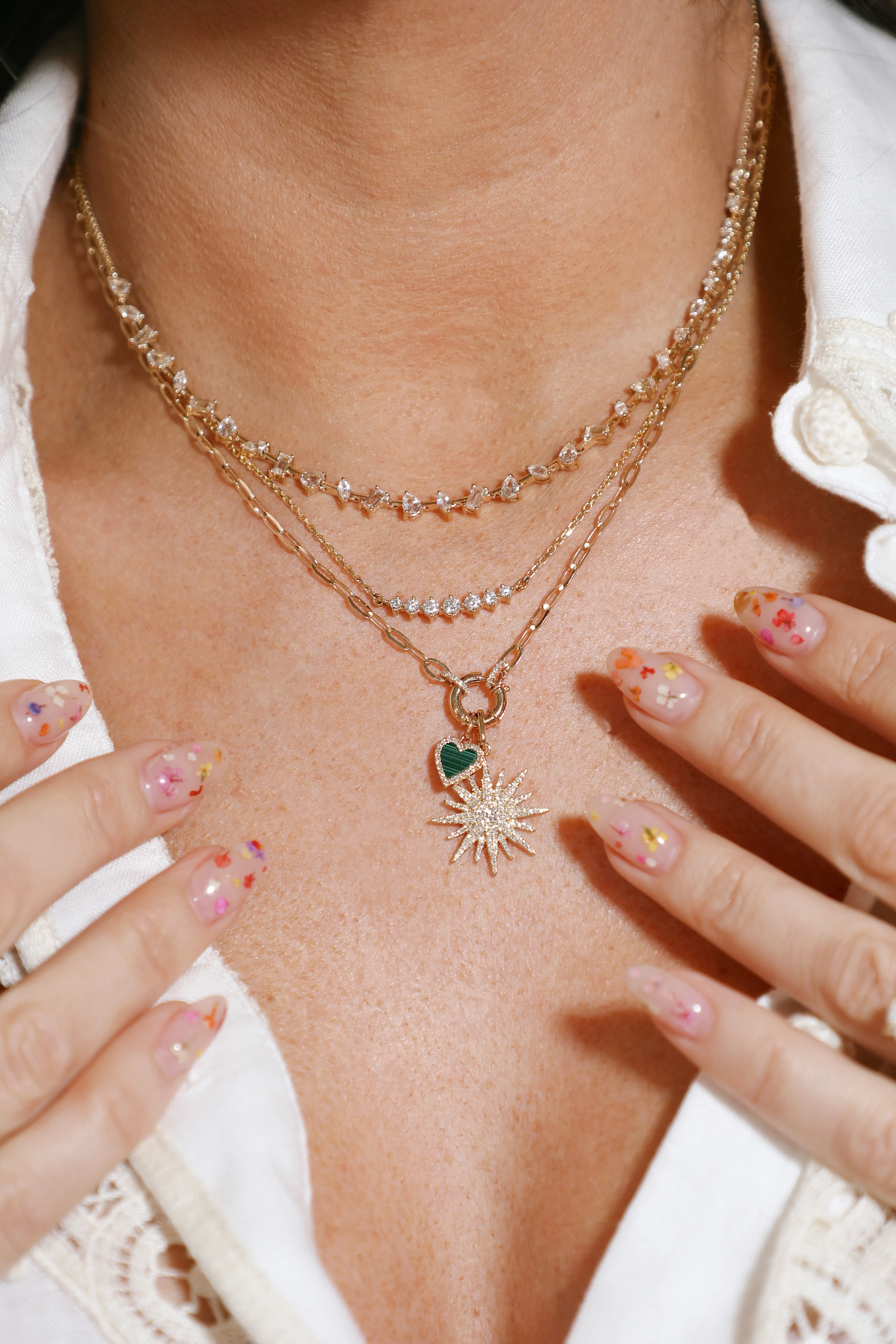 Diamond and Spring Clasp Chain Necklace
