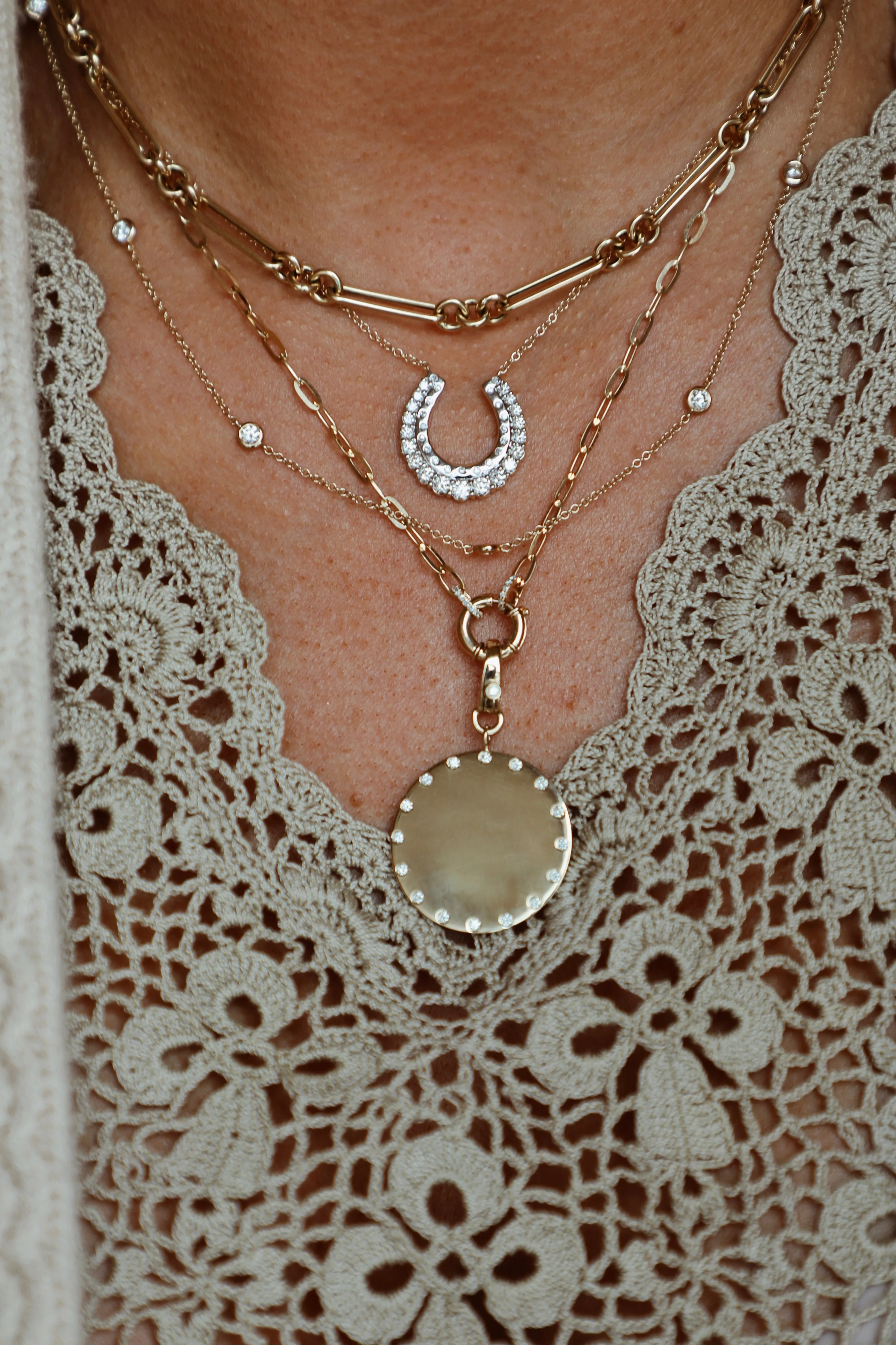 Diamond and Spring Clasp Chain Necklace