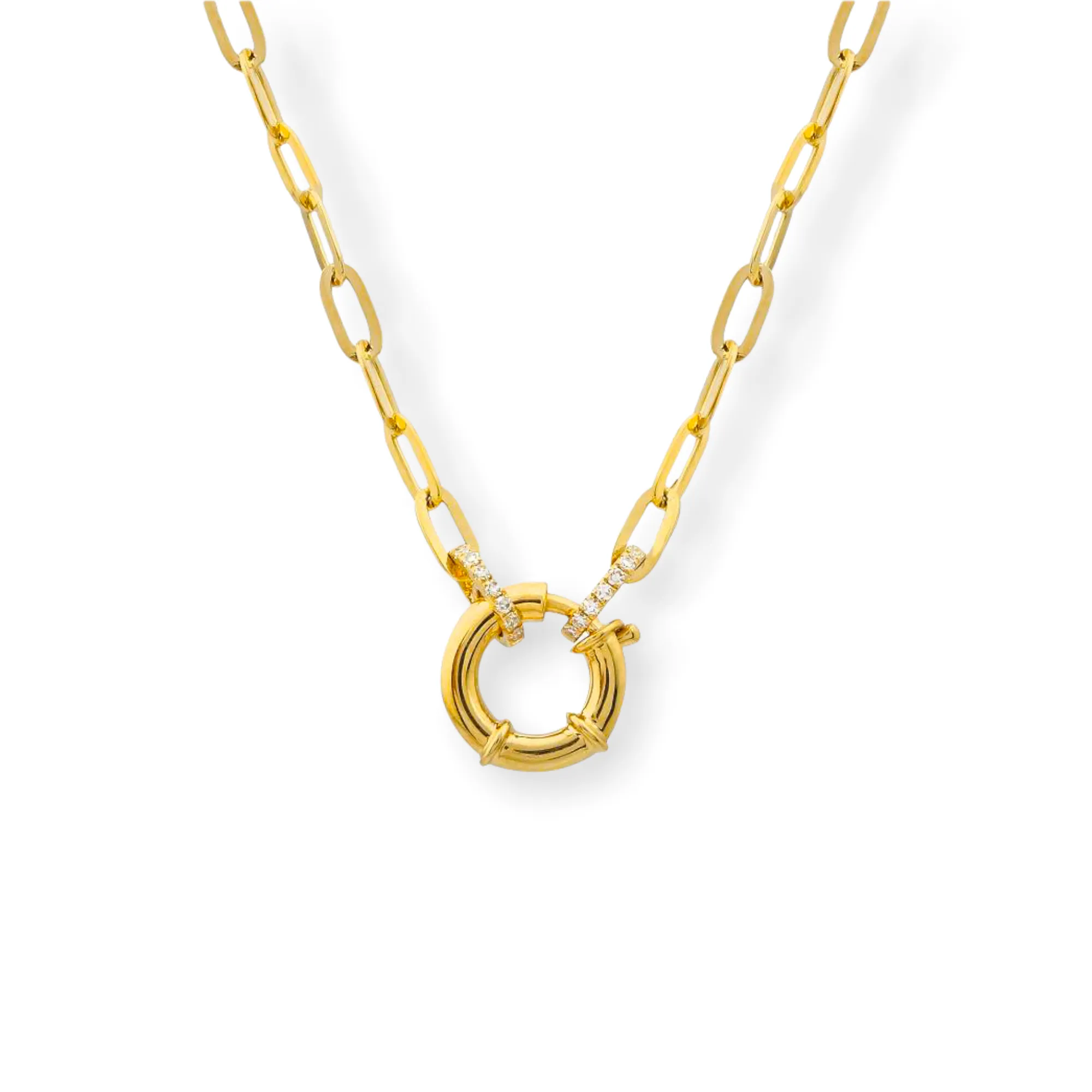 Diamond and Spring Clasp Chain Necklace