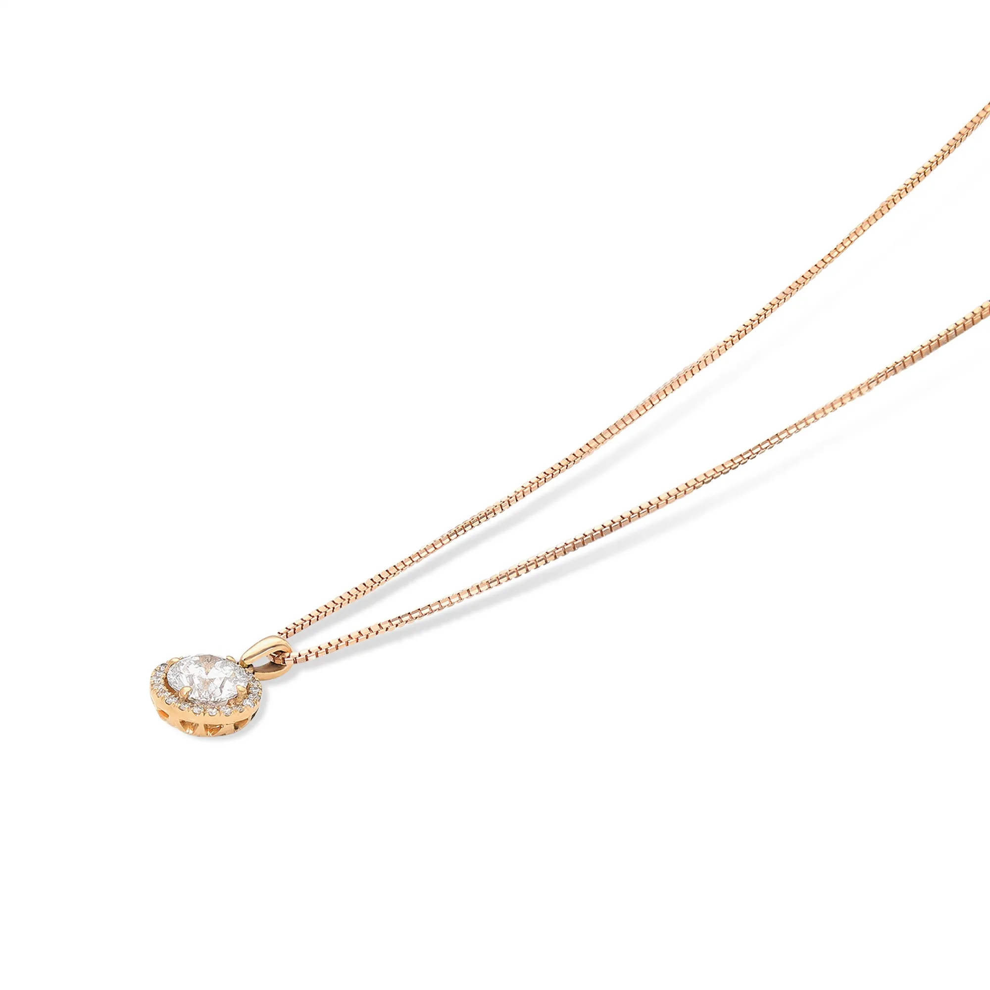 Diamond Halo Pendant Necklace - 1.1 Carat