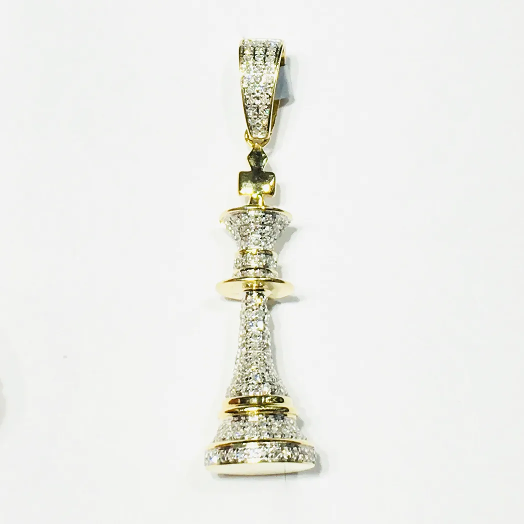 Diamond Iced Out King Chess Piece Pendant (14K)