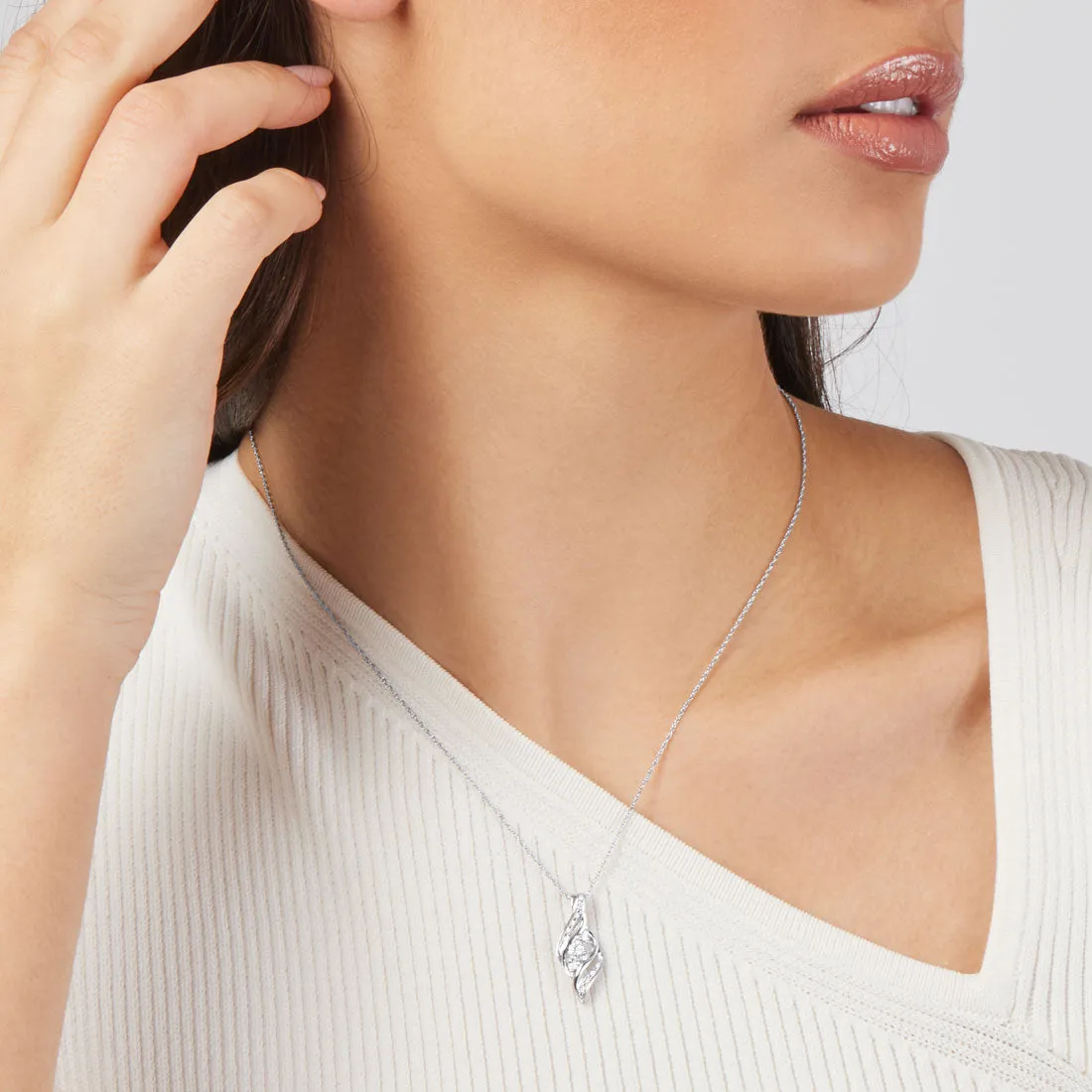 Diamond Miracle Swirl Necklace in Sterling Silver