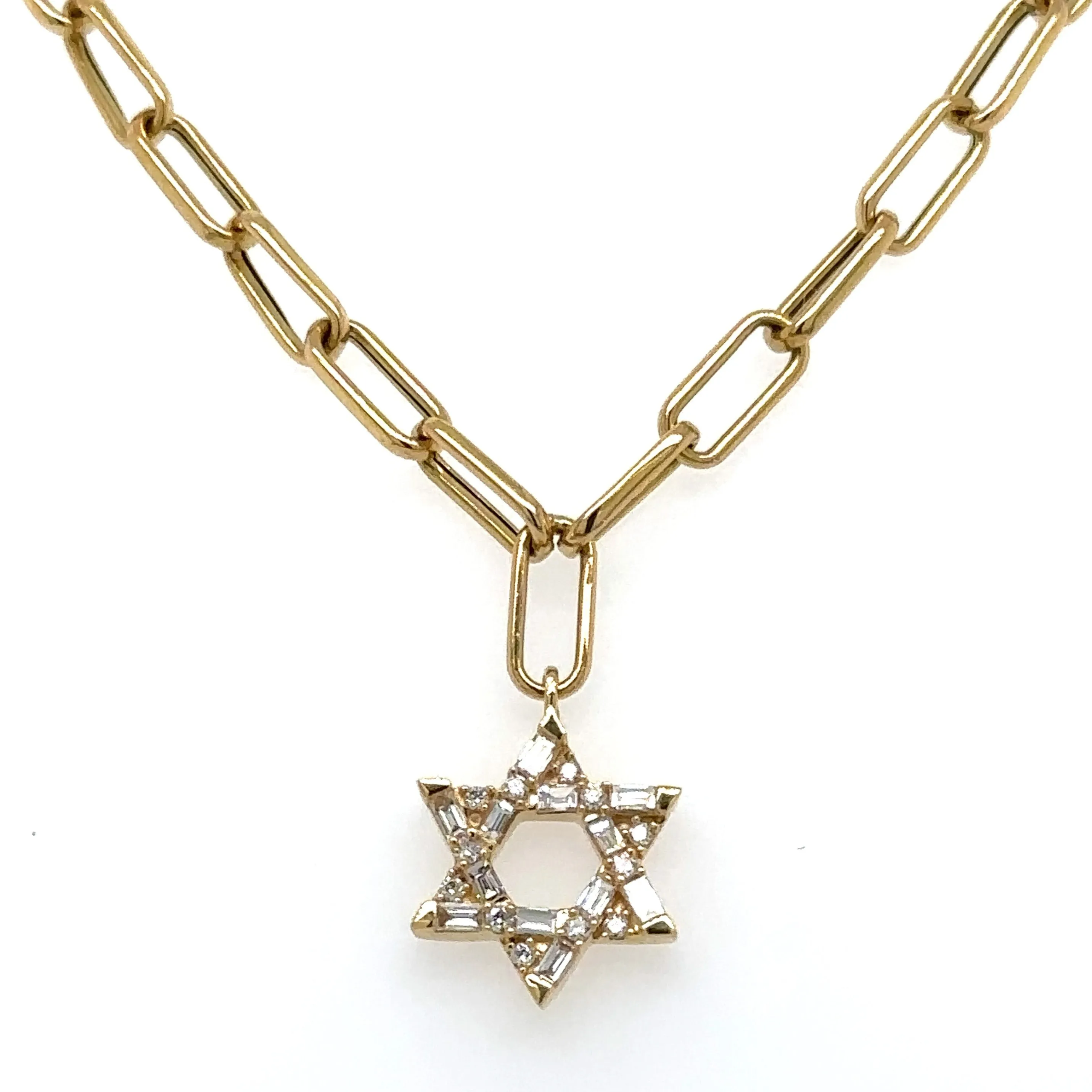 Diamond Mix Shape Star Of David Pendant Necklace.