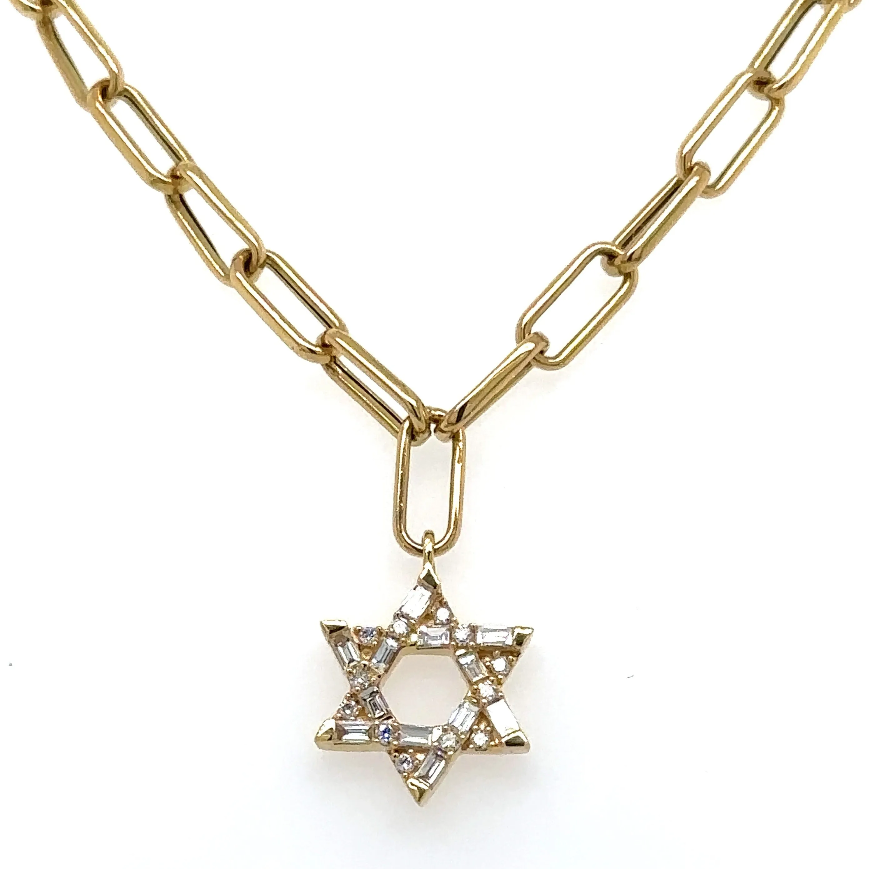 Diamond Mix Shape Star Of David Pendant Necklace.