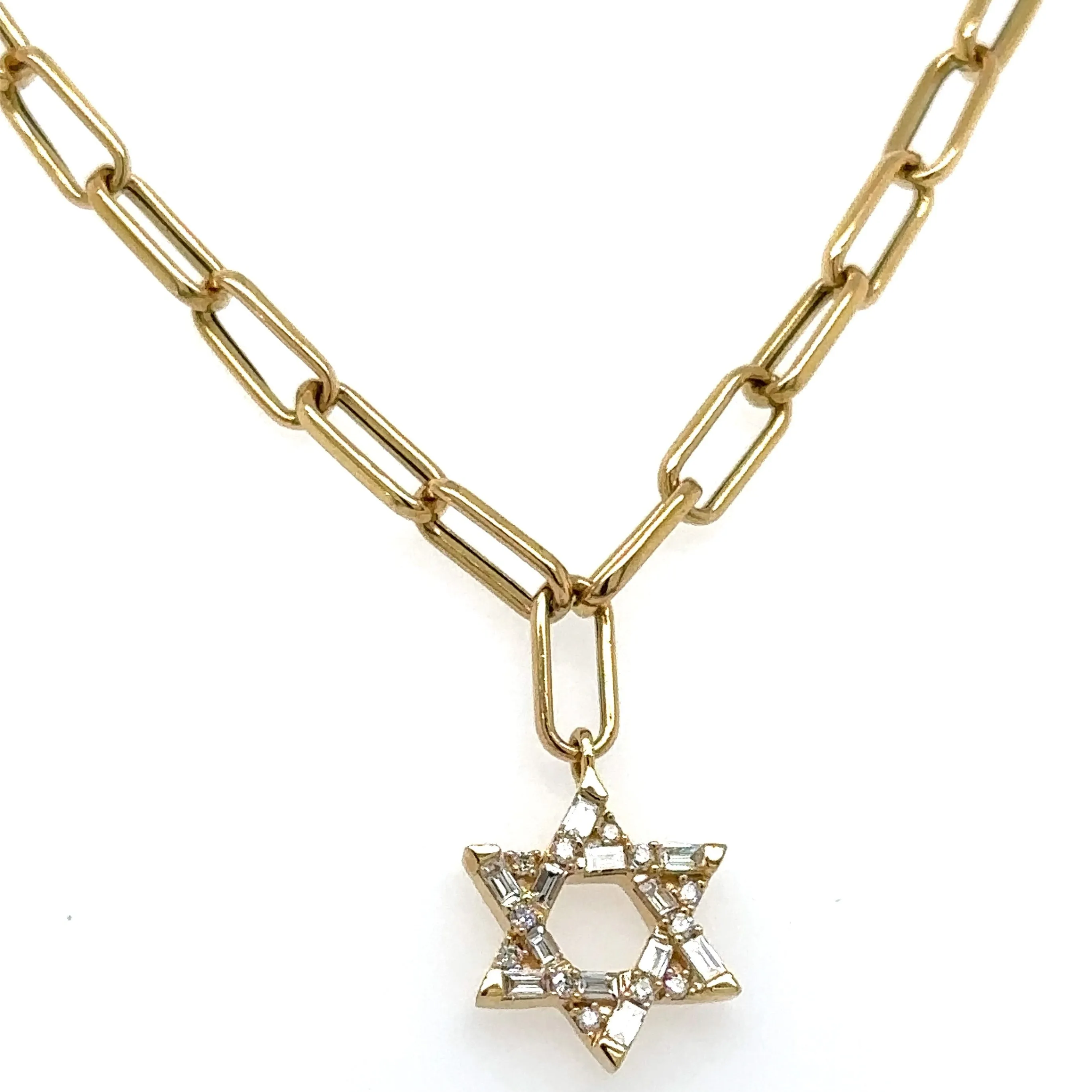 Diamond Mix Shape Star Of David Pendant Necklace.