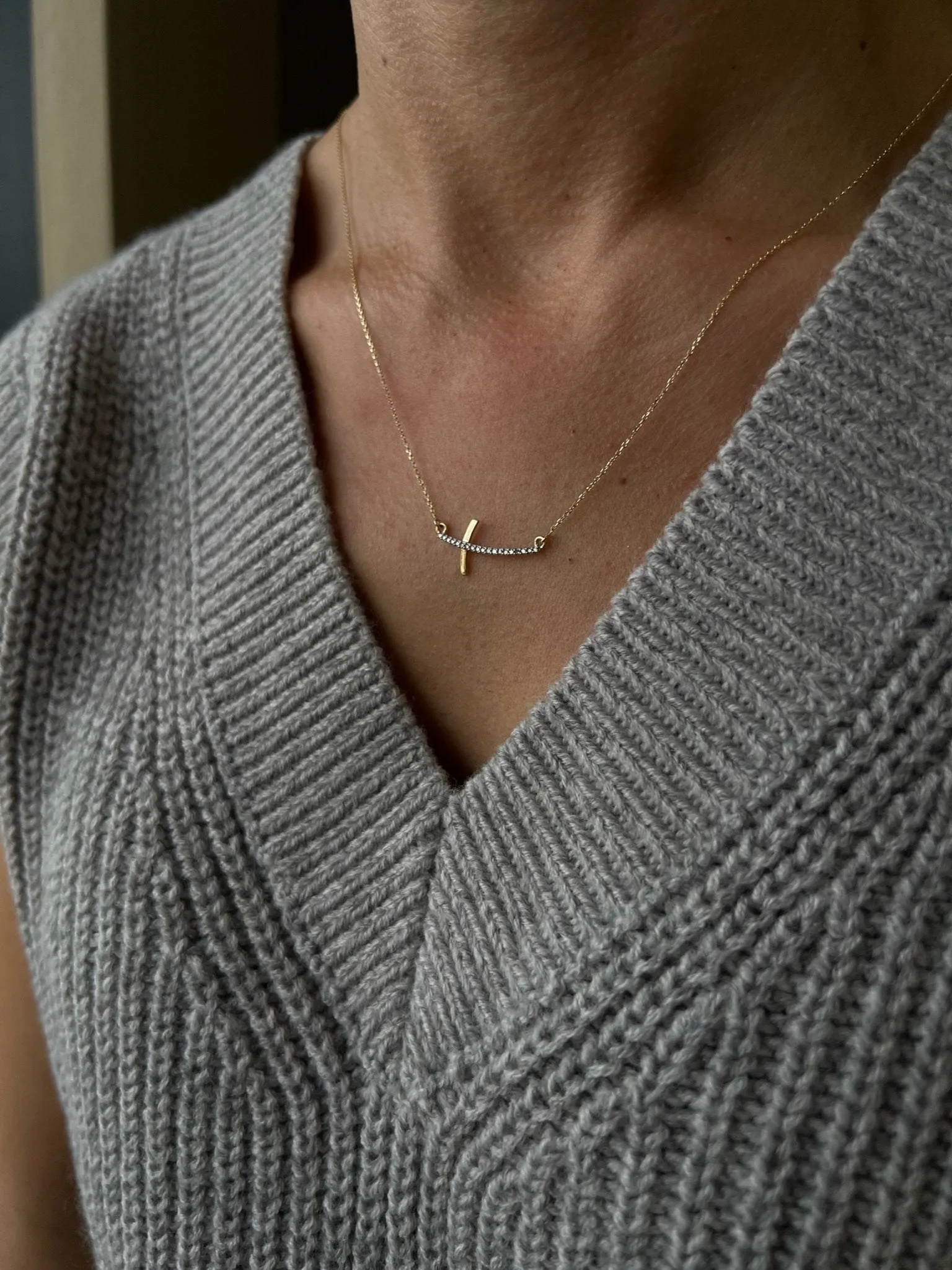 Diamond Take Up Your Cross Gold Necklace