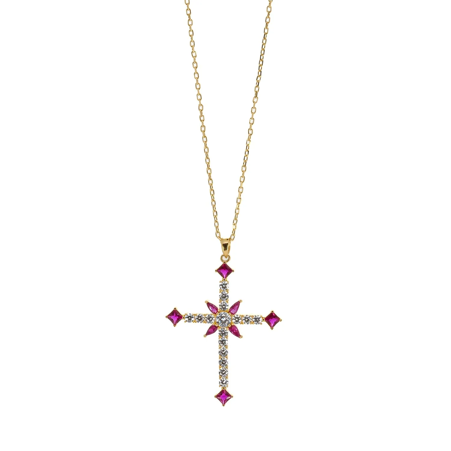 Divine Faith Ruby & Diamond Gold Necklace