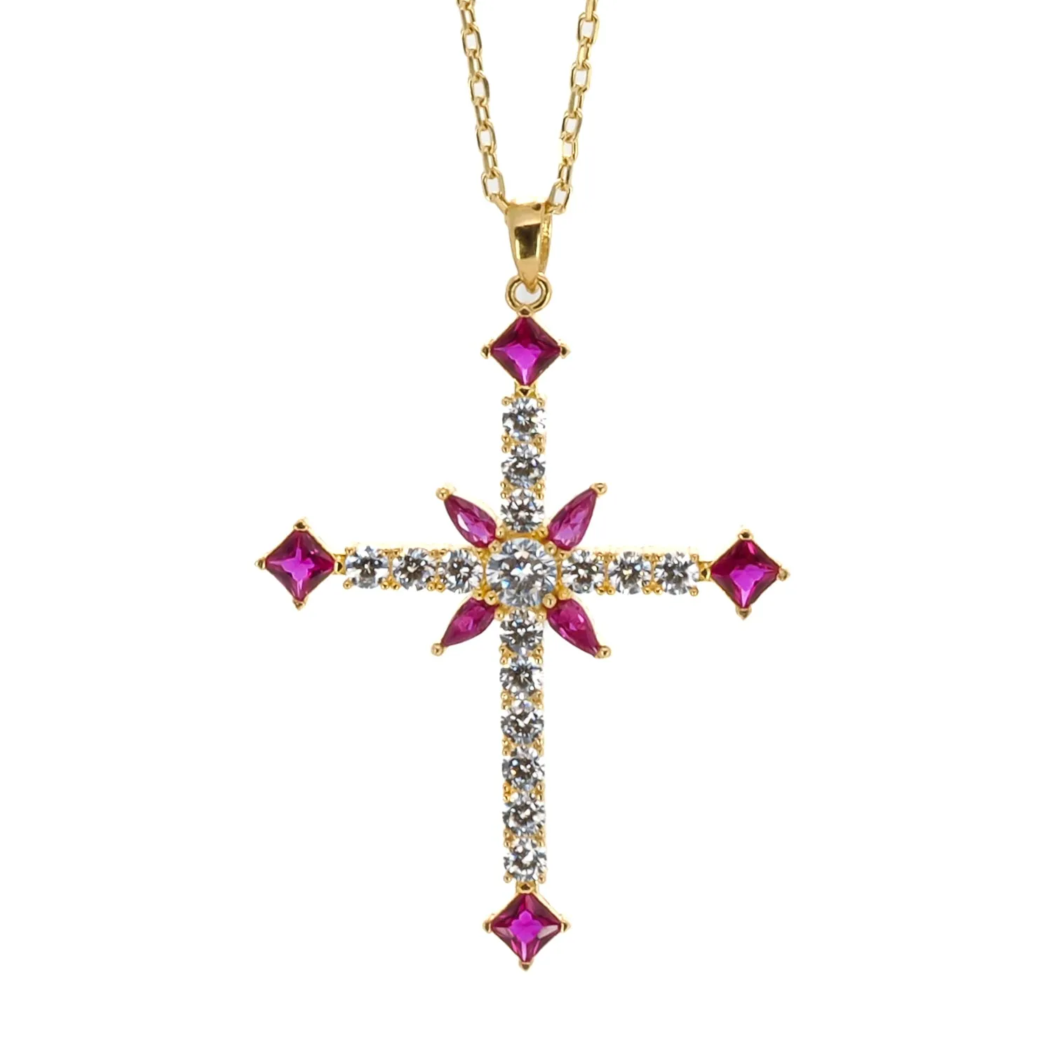 Divine Faith Ruby & Diamond Gold Necklace