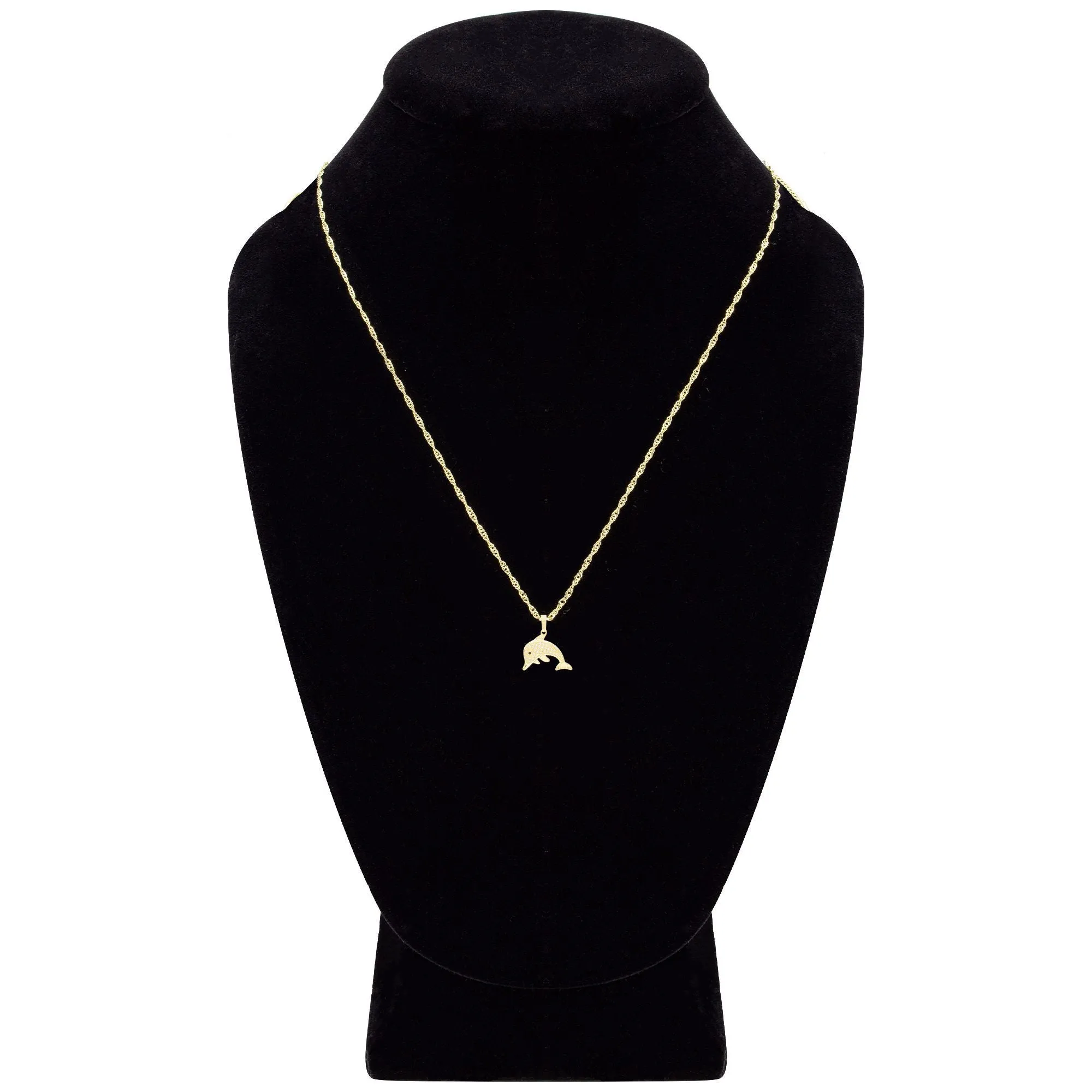 Dolphin Cubic Zirconia Pendant With Necklace Set 14K Gold Filled