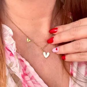 Double Dangling Heart Shell Necklace
