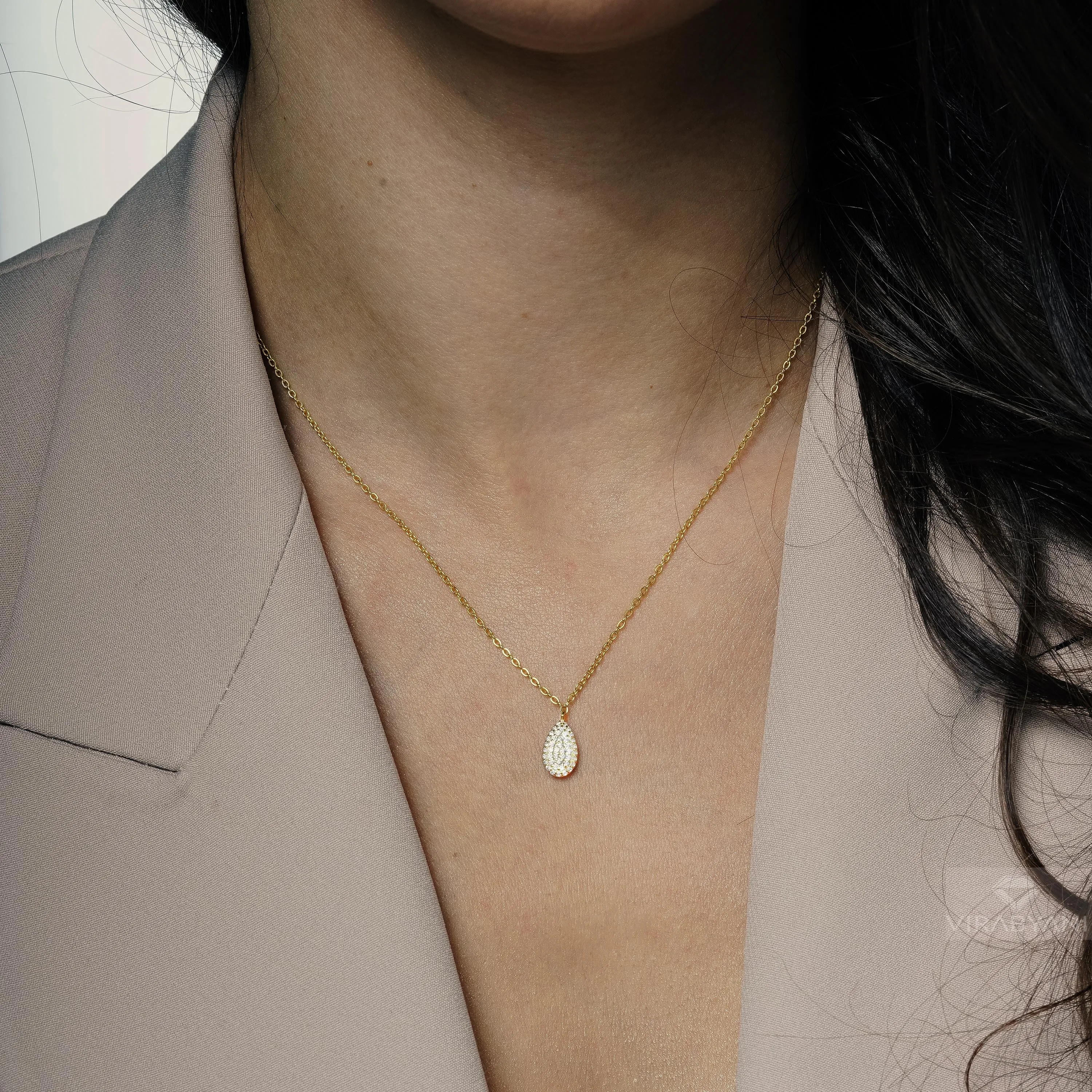 Double Sided Diamond & Sapphirre Pear Shaped AMoré Pavé Necklace