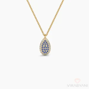 Double Sided Diamond & Sapphirre Pear Shaped AMoré Pavé Necklace