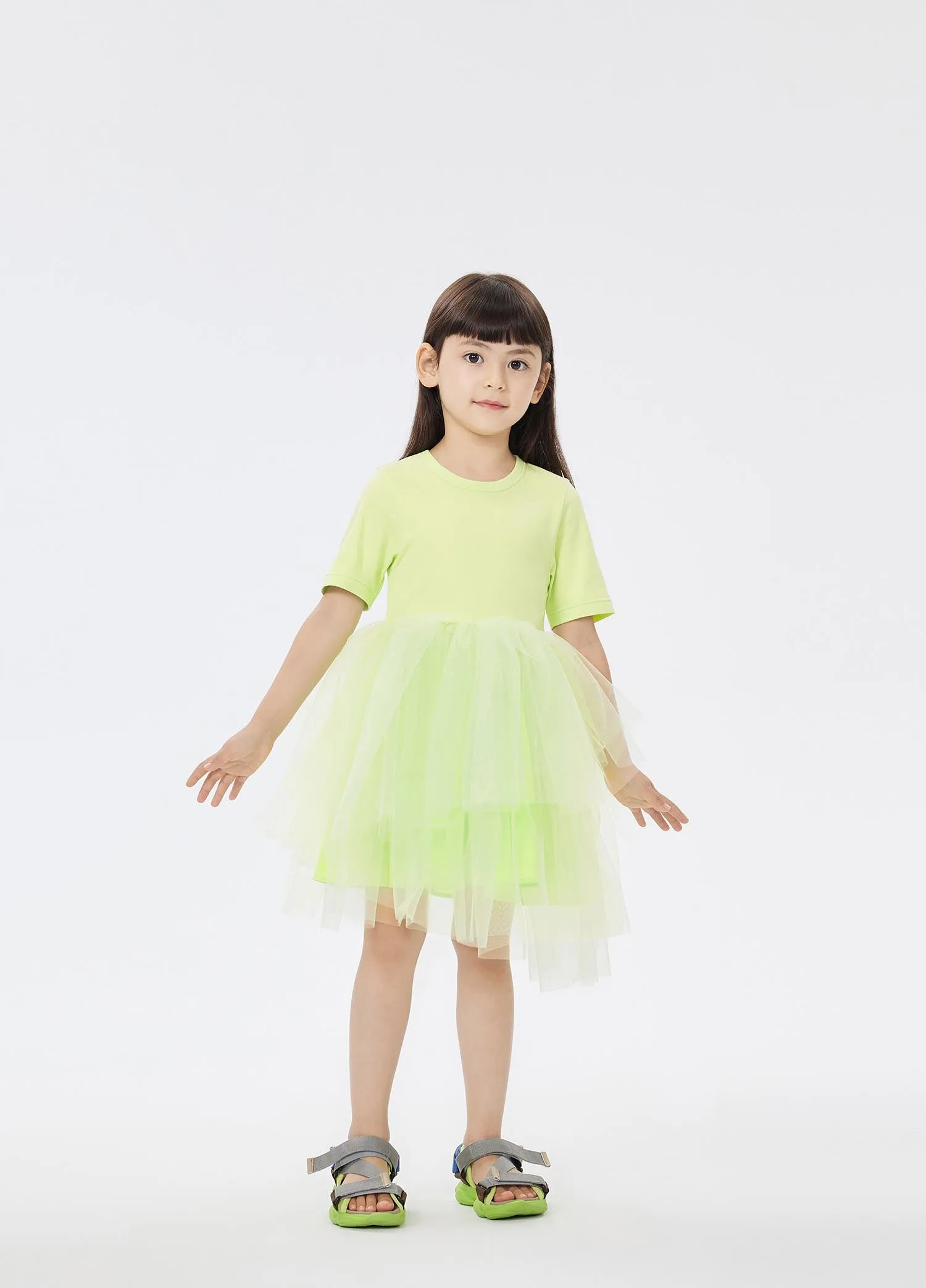 Dresses / jnby by JNBY Patchwork Asymmetric Short Sleeve Gauze Dress